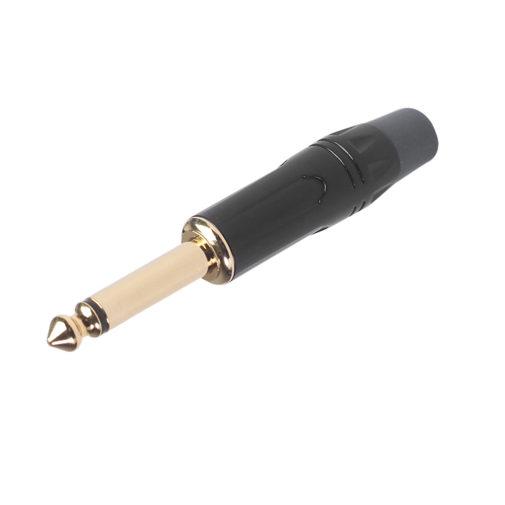 TC144 6.35mm Mono Plug Electric Guitar / Sound Card / Microphone Gold Plated Audio Connector - Black