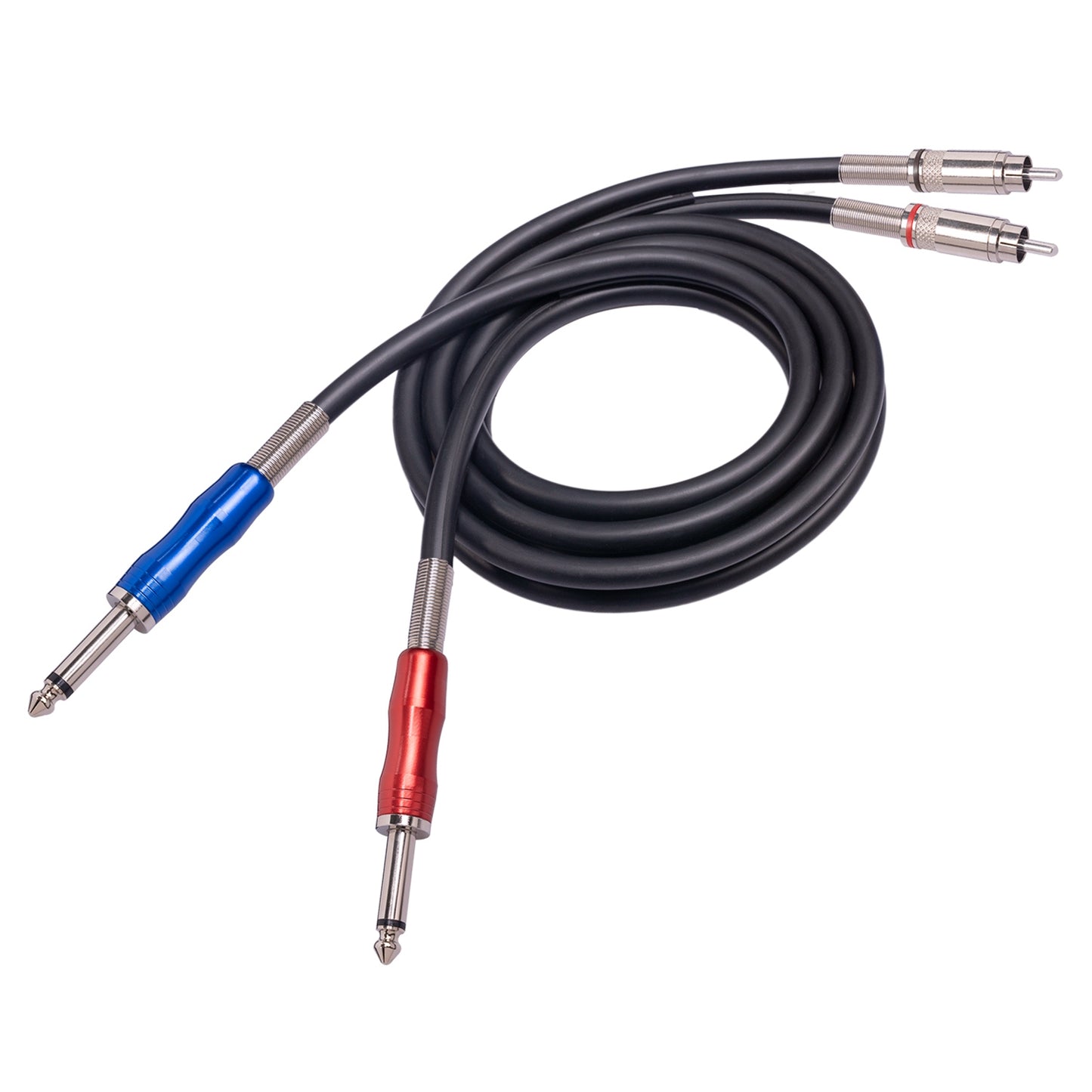 1m 2 RCA to Dual 1 / 4inch Mono 6.35mm Male Jack Audio Cable Mixer Console Amplifier Speaker Home Theater System Shielded Cord