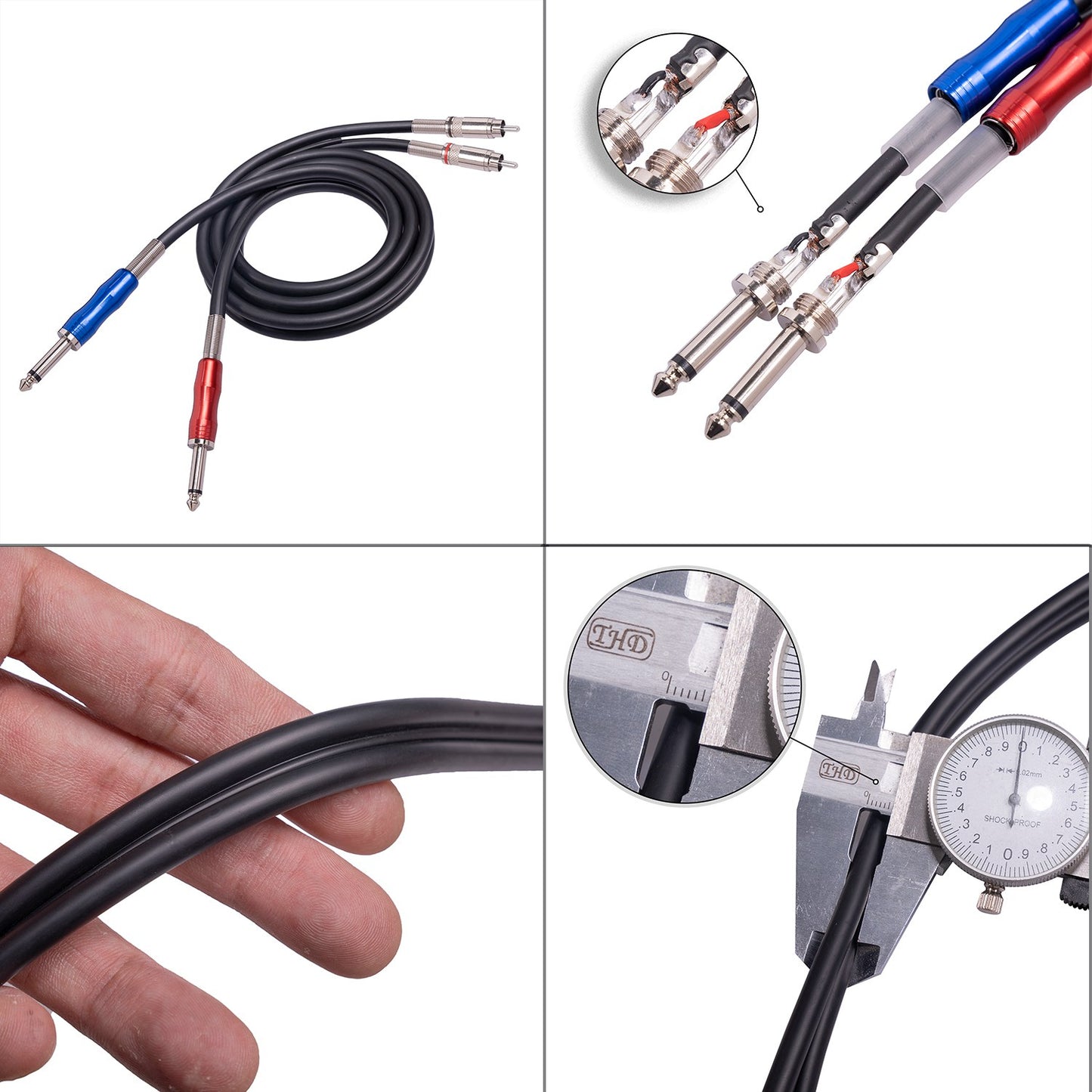 1m 2 RCA to Dual 1 / 4inch Mono 6.35mm Male Jack Audio Cable Mixer Console Amplifier Speaker Home Theater System Shielded Cord