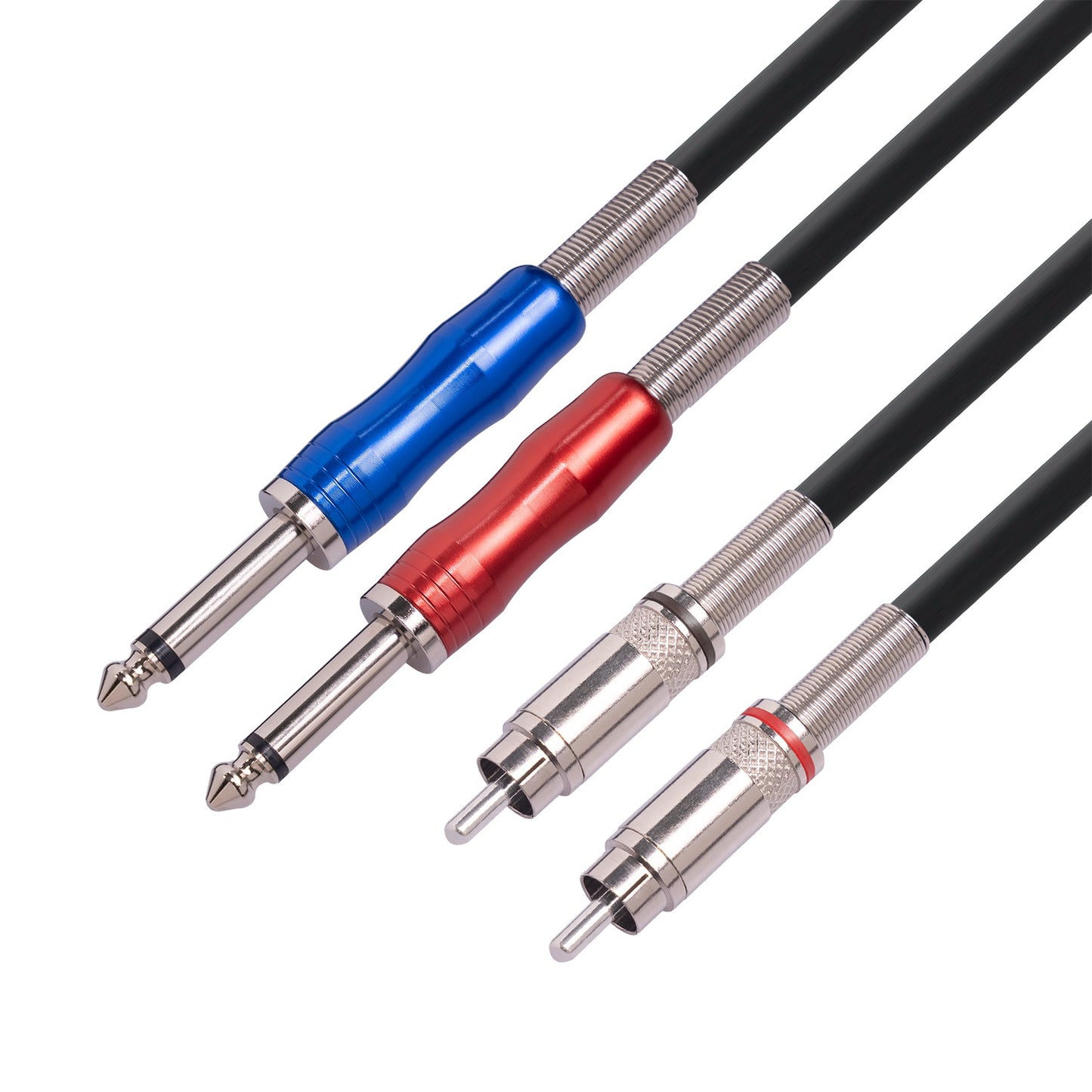 2m 2 RCA to Dual 1 / 4inch Mono 6.35mm Male Jack Aluminum Alloy Shell Audio Cable for Mixer Console Amplifier Speaker Home Theater System