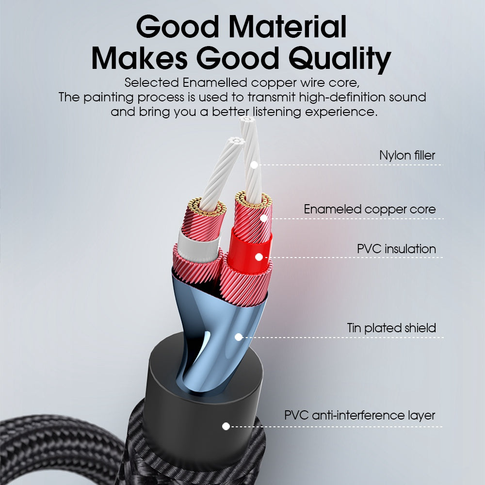 Essager 0.5m 3.5mm Jack to 2RCA Male Splitter Aux Cable for TV PC Amplifiers DVD Speaker - Blue