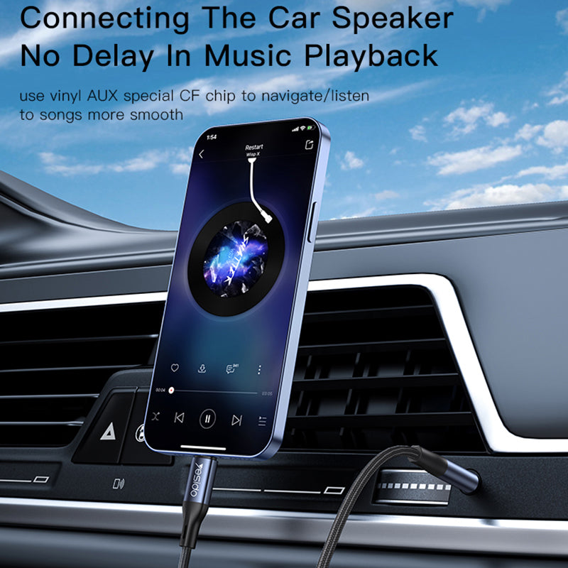 YESIDO YAU35 100CM AUX Cable Lightning Male to 3.5mm Male Audio Adapter Cord for iPhone, Speaker, Car Stereo System