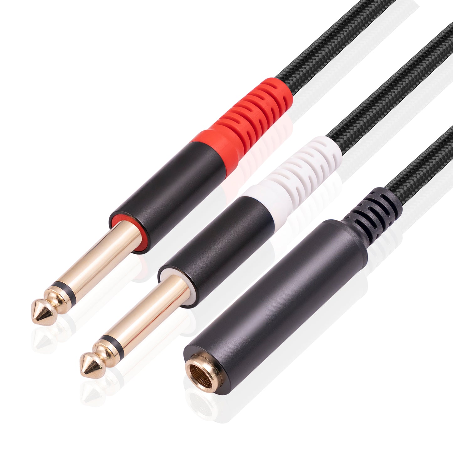 3719 0.3m 6.35mm 1 / 4 inch Stereo TRS Female to Dual 6.35mm Mono TS Male Cord Y Splitter Cable