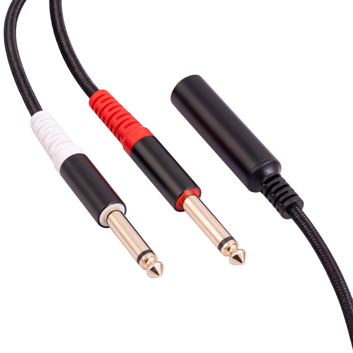 3719 0.3m 6.35mm 1 / 4 inch Stereo TRS Female to Dual 6.35mm Mono TS Male Cord Y Splitter Cable