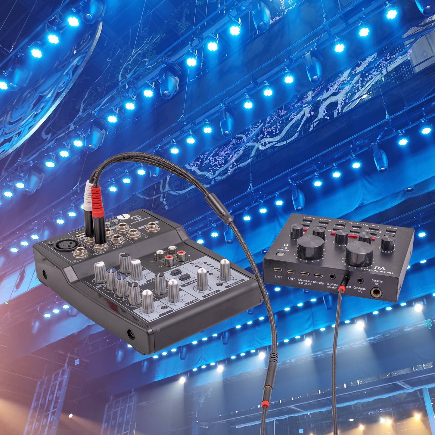 3717 0.3m 3.5mm Female to 2x 6.35mm 1 / 4 inch TS Mono Male Jack Audio Adapter Cable