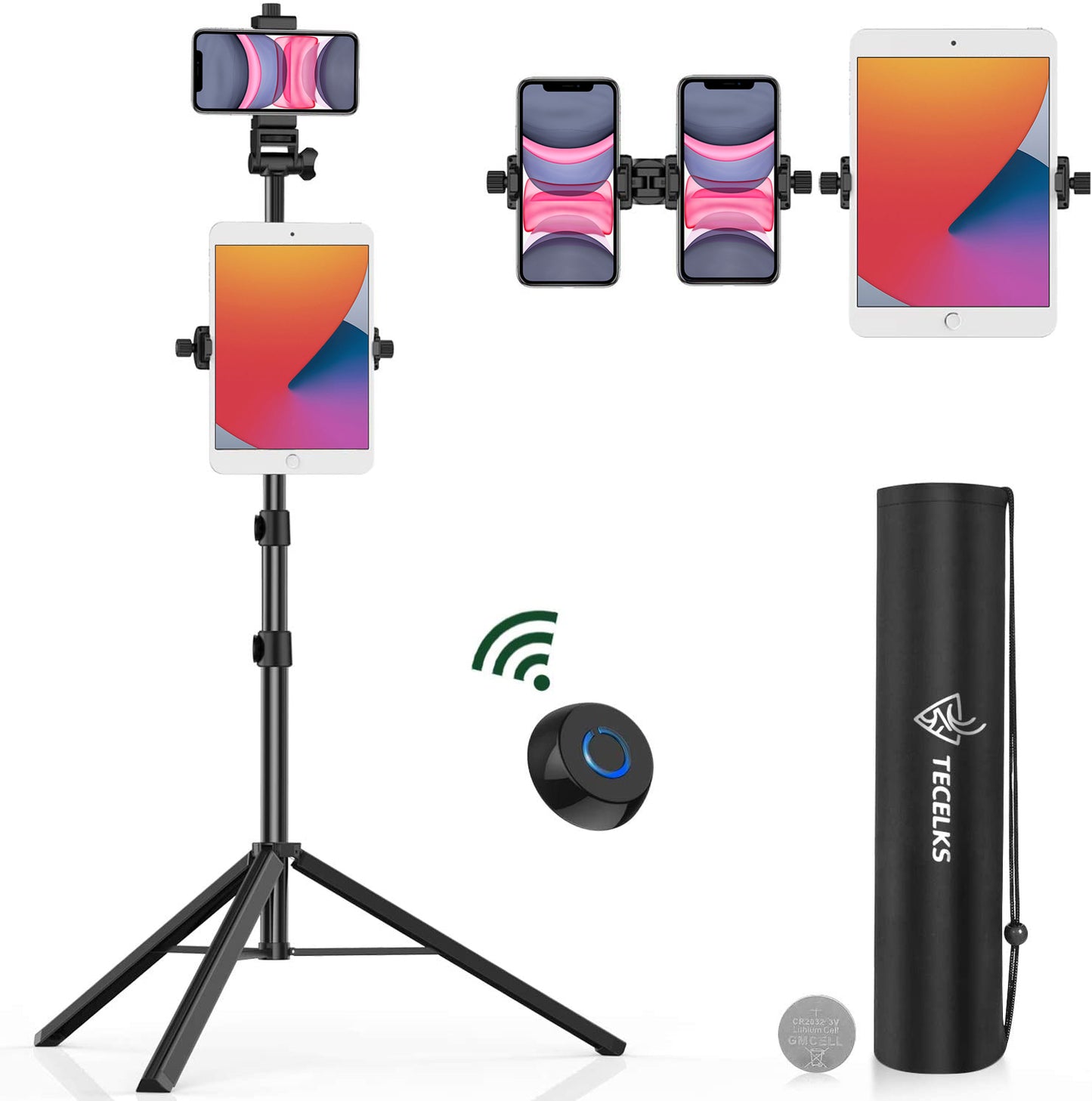 WONEW ZJ23 Tablet Phone Tripod Aluminum Alloy Selfie Stick Tripod with Bluetooth Remote Shutter