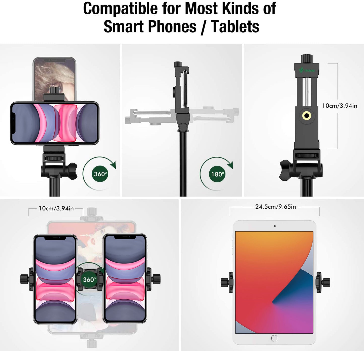 WONEW ZJ23 Tablet Phone Tripod Aluminum Alloy Selfie Stick Tripod with Bluetooth Remote Shutter