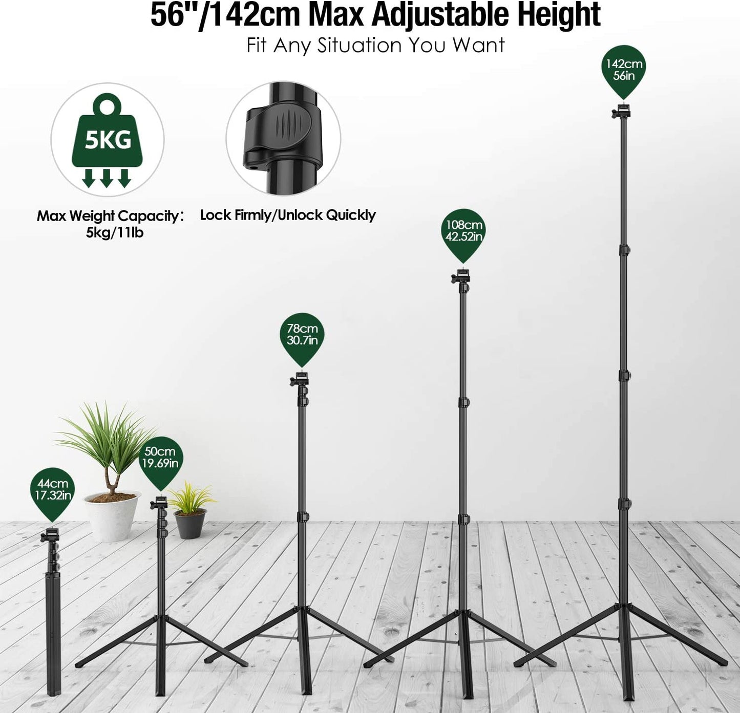 WONEW ZJ23 Tablet Phone Tripod Aluminum Alloy Selfie Stick Tripod with Bluetooth Remote Shutter