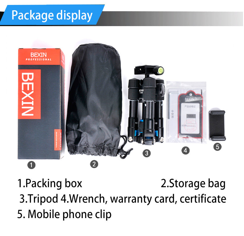 MS08 Professional Tabletop Aluminum Alloy Photography Tripod for Phone Camera