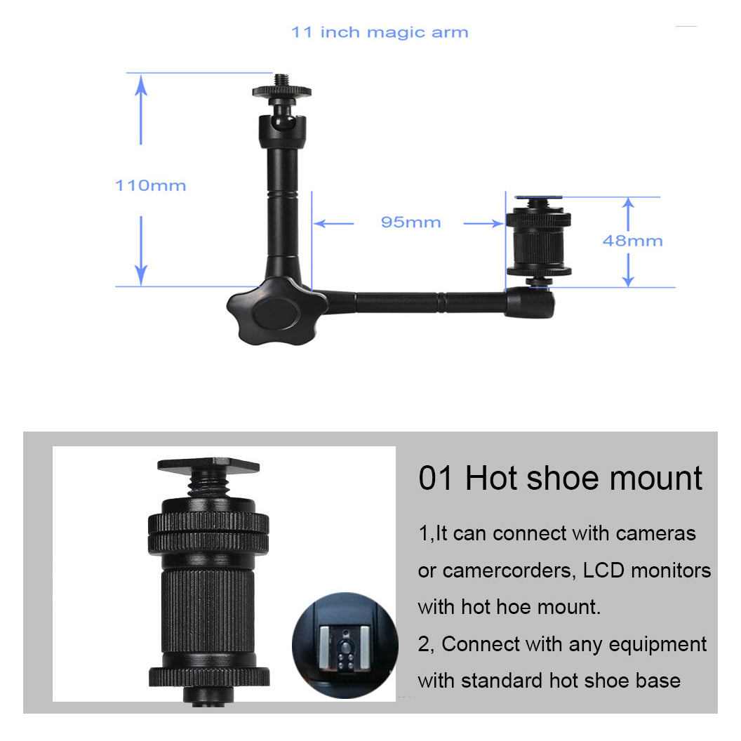 11inch Articulating Magic Arm Super Clamp for DSLR Camera Flash LCD Monitor LED Video Light