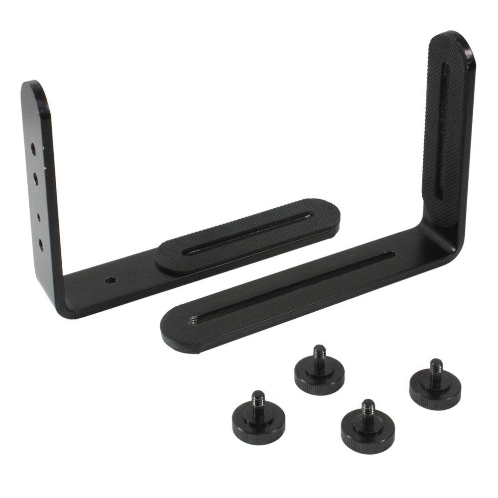 Dual L Shape 1/4" Screw Photography Light Bracket Tripod Camera LED Flash Holder