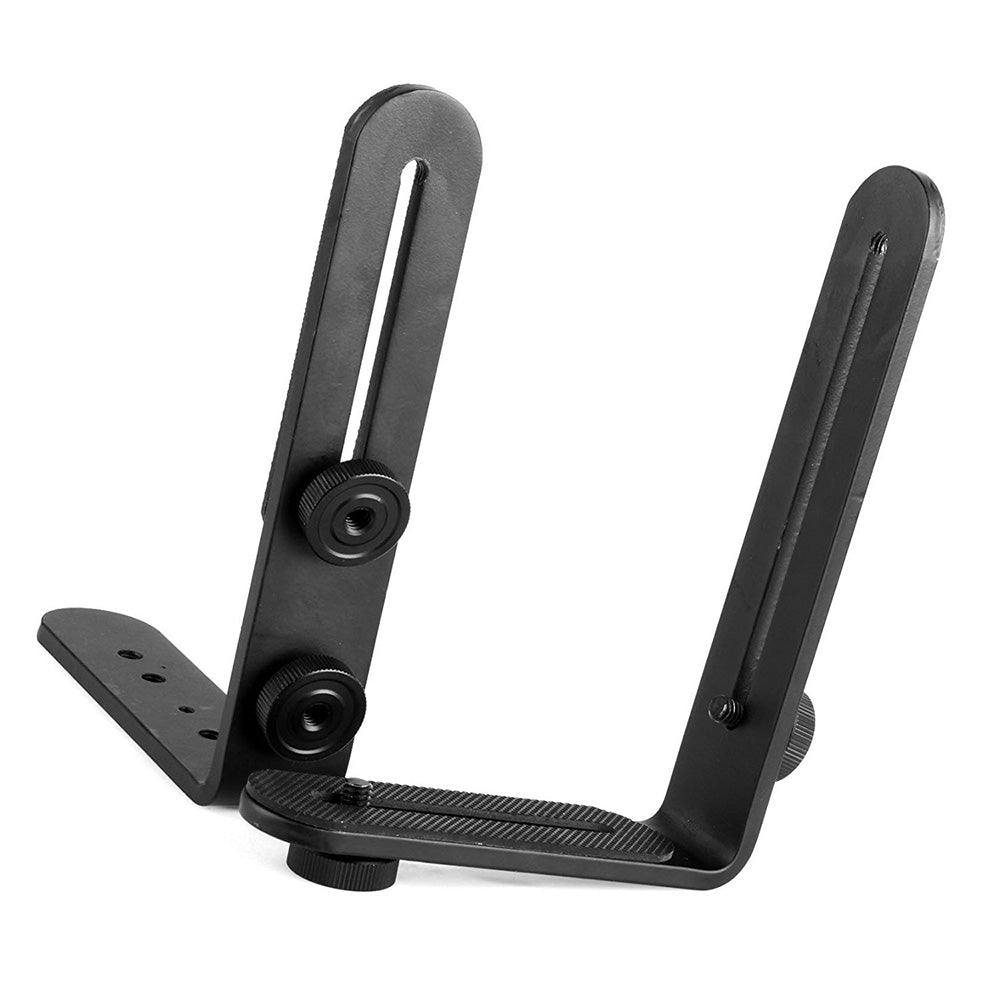 Dual L Shape 1/4" Screw Photography Light Bracket Tripod Camera LED Flash Holder
