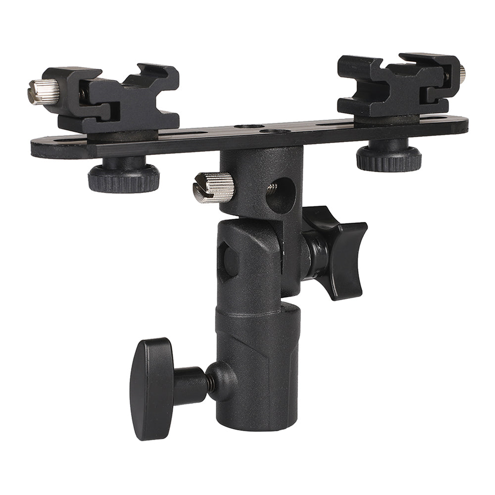 Flash Bracket Umbrella Holder Light Stand Bracket with 2 Hot Shoe Mount for Flash Speedlight Youngnuo