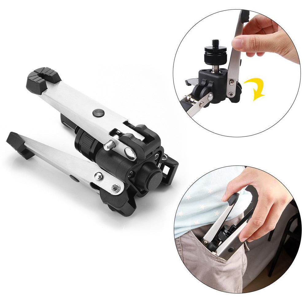 Portable Folding DSLR Camera Mini Tripod Monopod Base Holder Stand with 1/4inch Screw