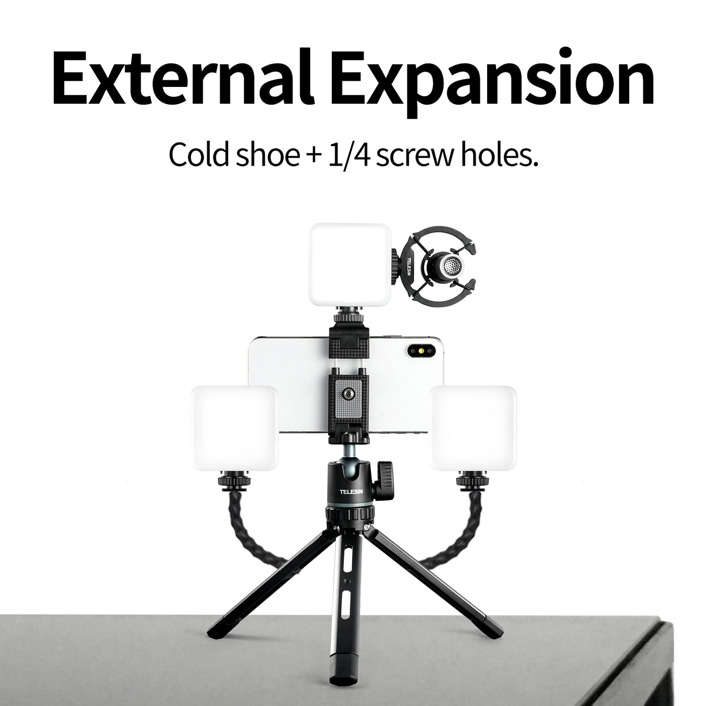 Uniqkart TE-TRP-005 Camera Phone Tripod Portable Mount Holder Removable 360 Degree Pan Tilt for SLR