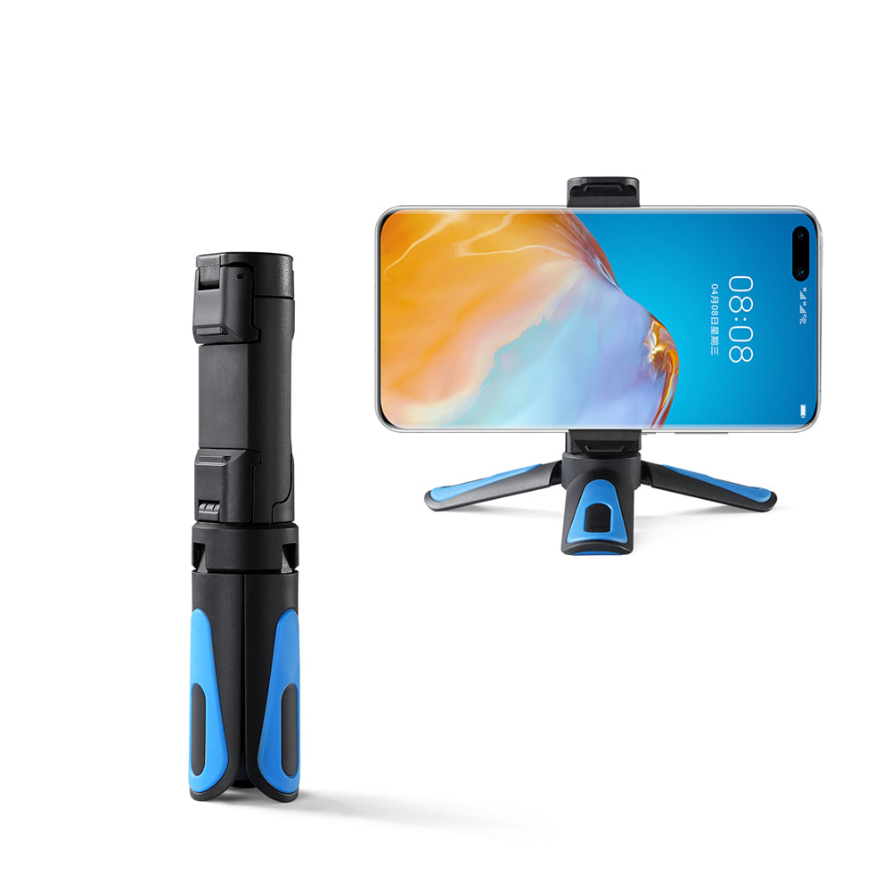 Uniqkart TE-TRP-MB1 360 Rotation Mini Desktop Tripod Handle Stabilizer with Hot Shoe Phone Clip Mount Holder