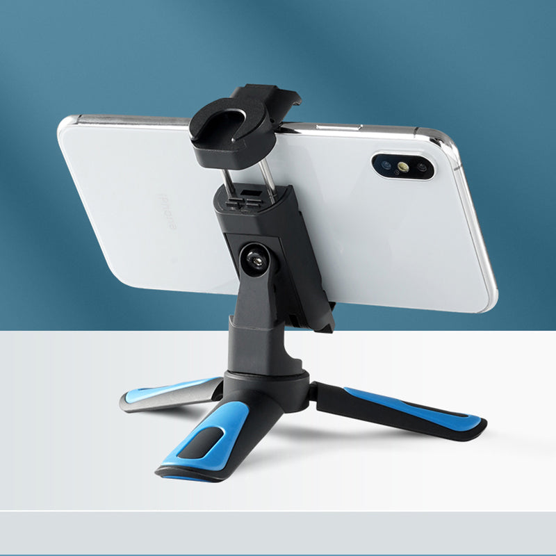 Uniqkart TE-TRP-MB1 360 Rotation Mini Desktop Tripod Handle Stabilizer with Hot Shoe Phone Clip Mount Holder