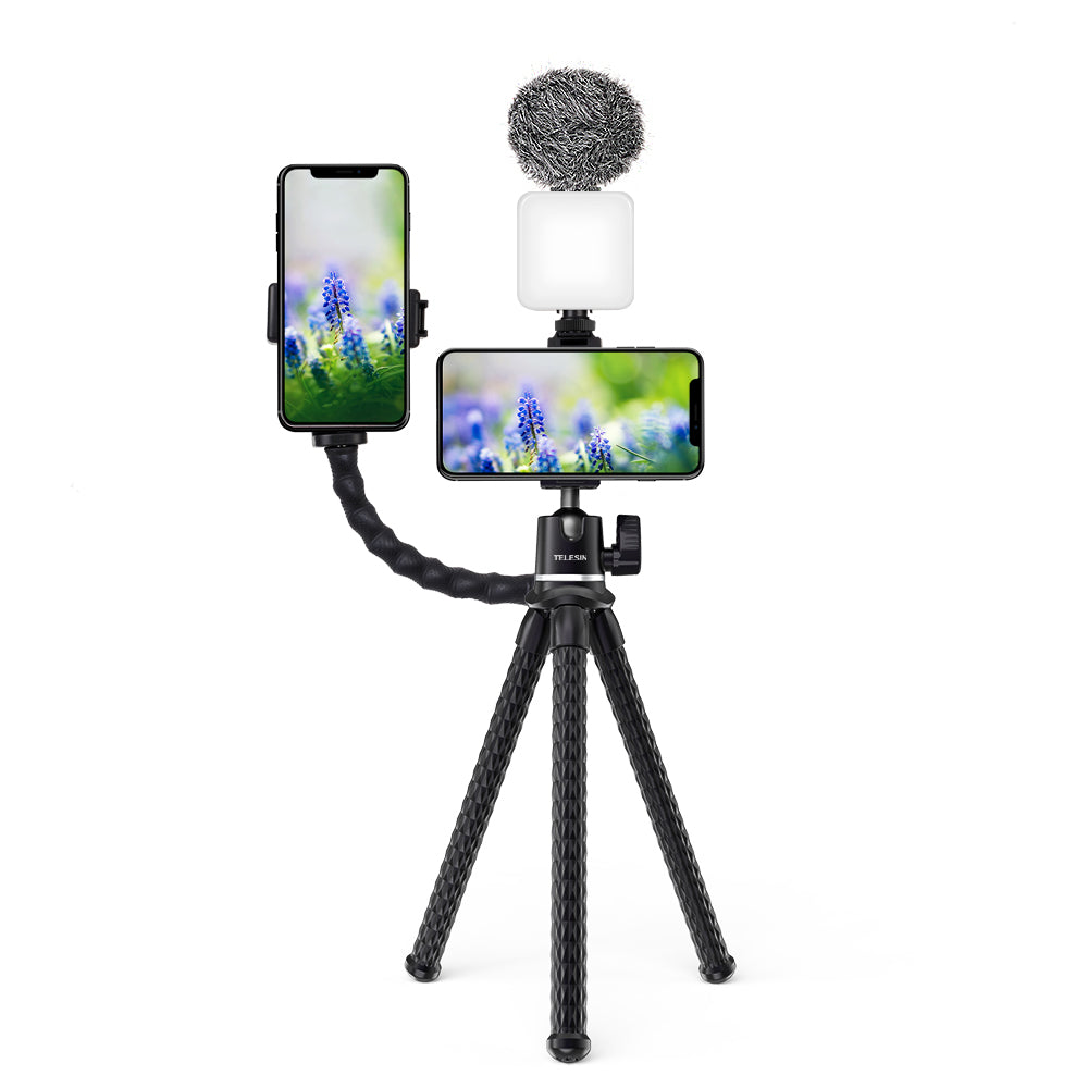 Uniqkart TE-TRP-001 Flexible Octopus Tripod Bracket Phone Camera Selfie Stand Monopod with E-shaped Clip