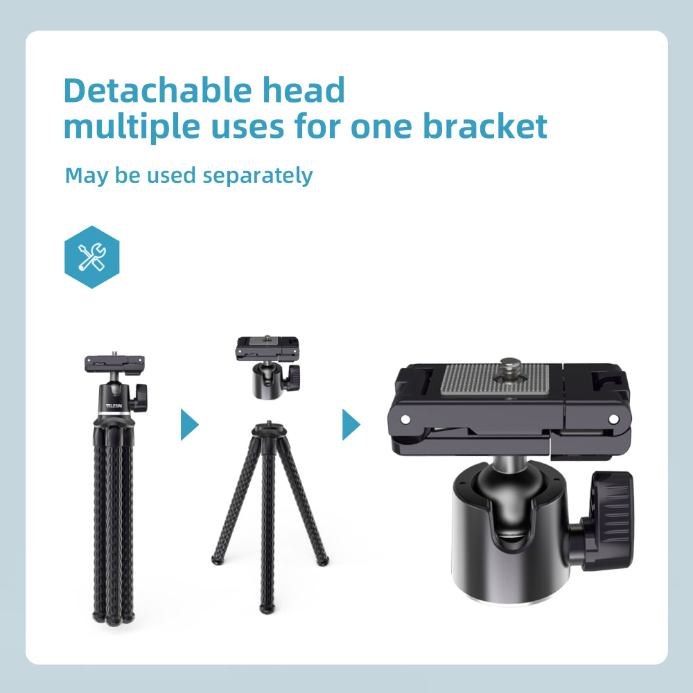 Uniqkart TE-TRP-001 Flexible Octopus Tripod Bracket Phone Camera Selfie Stand Monopod with E-shaped Clip