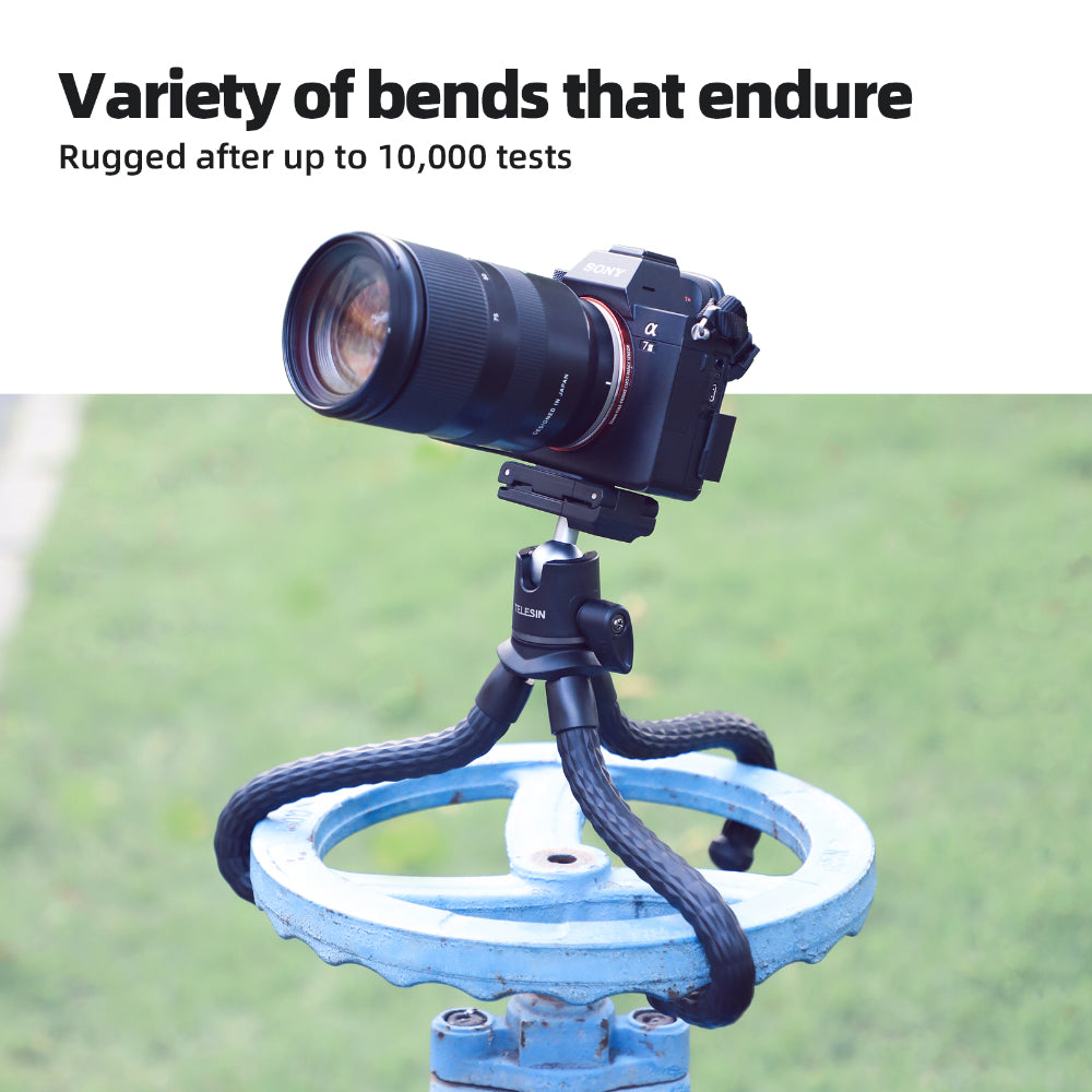 Uniqkart TE-TRP-001 Flexible Octopus Tripod Bracket Phone Camera Selfie Stand Monopod with E-shaped Clip