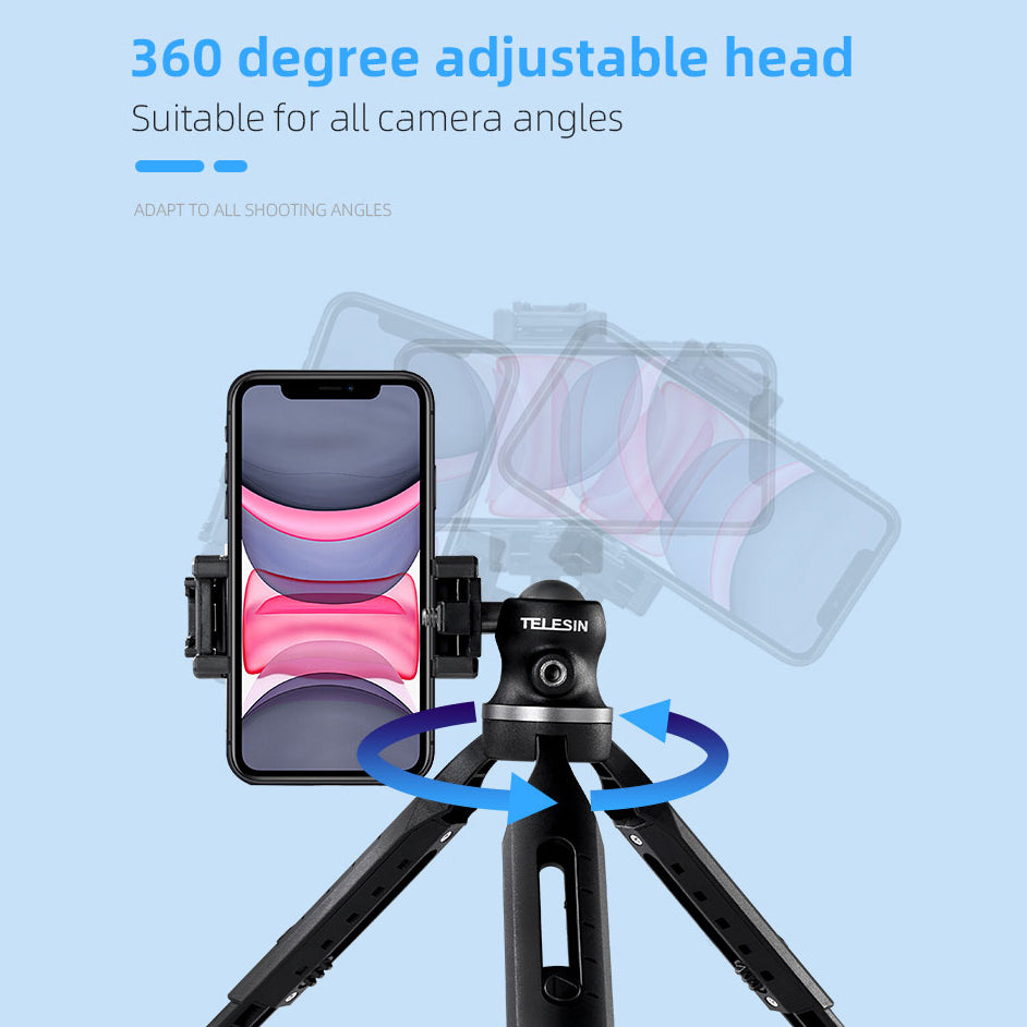 TELESIN TE-TRP-003 360° Rotation Portable Telescopic Tripod for Cell Phone SLR Action Camera