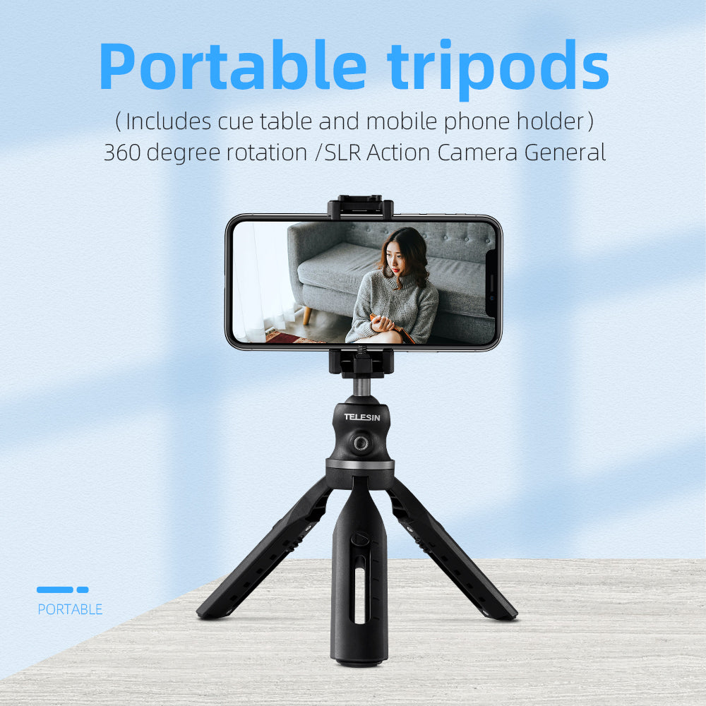Uniqkart TE-TRP-001 Telescopic Portable Tripod with Phone Clip Ball Head Portable Selfie Stick Monopod