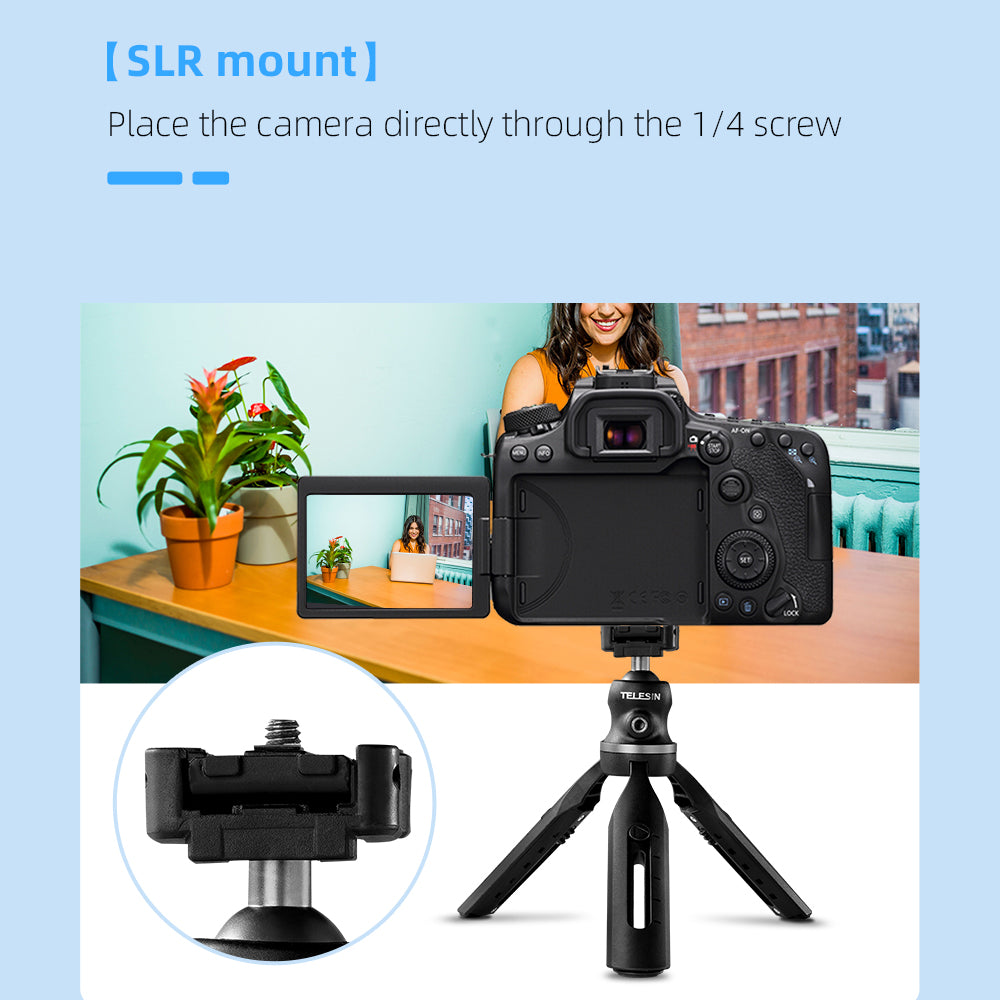 Uniqkart TE-TRP-001 Telescopic Portable Tripod with Phone Clip Ball Head Portable Selfie Stick Monopod