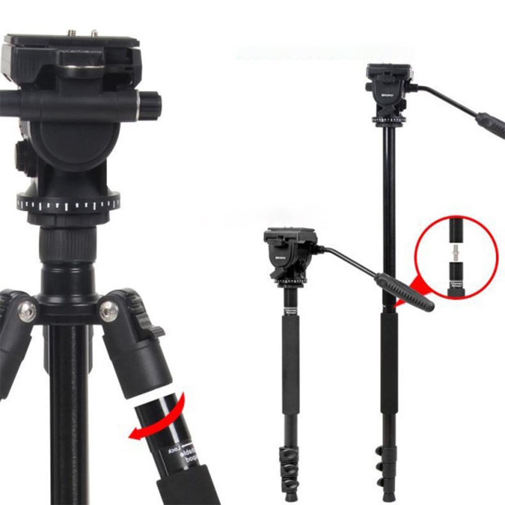 Uniqkart K2808+HY-350 Heavy Duty Tripod Kit with Damping Hydraulic Video Pan Tilt Head for Camera Camcorder