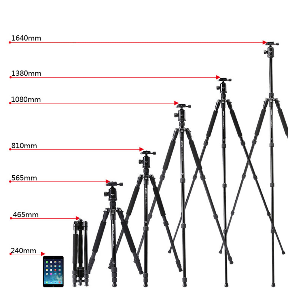 Uniqkart M2508+D-2A Portable Travel Adjustable Aluminium Camera Tripod Accessories Stand with Pan Tilt Head