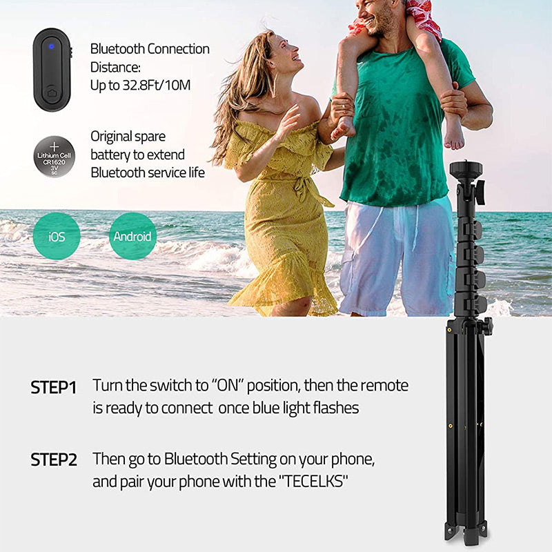WONEW ZJ28 Bluetooth Remote Selfie Stick Stabilizer Portable Extendable Camera Stand Phone Clip Tripod