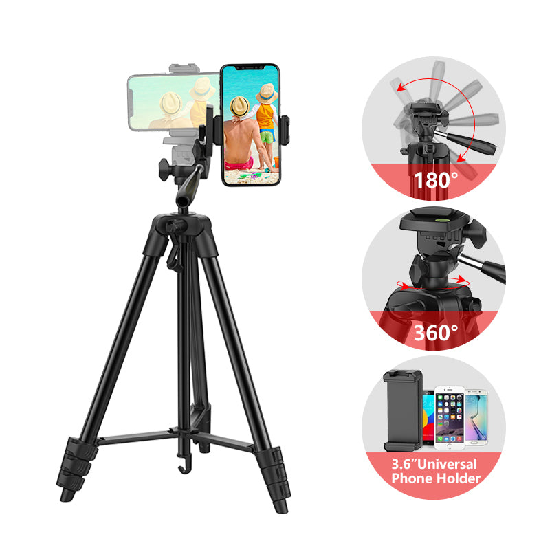 WONEW ZJ33 Adjustable Camera Stand Tripod Aluminum Alloy 4 Section Tripod Bracket Holder Phone Clip