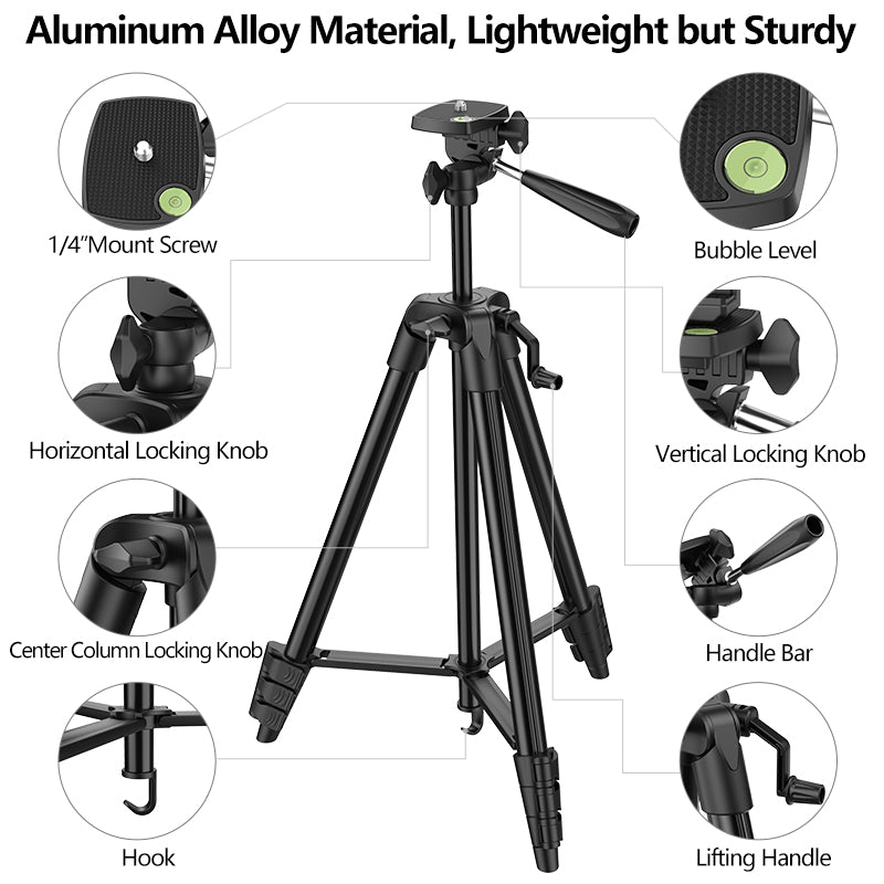 WONEW ZJ33 Adjustable Camera Stand Tripod Aluminum Alloy 4 Section Tripod Bracket Holder Phone Clip