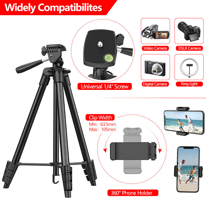 WONEW ZJ33 Adjustable Camera Stand Tripod Aluminum Alloy 4 Section Tripod Bracket Holder Phone Clip