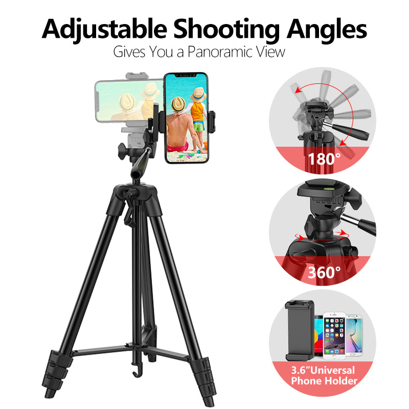 WONEW ZJ33 Adjustable Camera Stand Tripod Aluminum Alloy 4 Section Tripod Bracket Holder Phone Clip