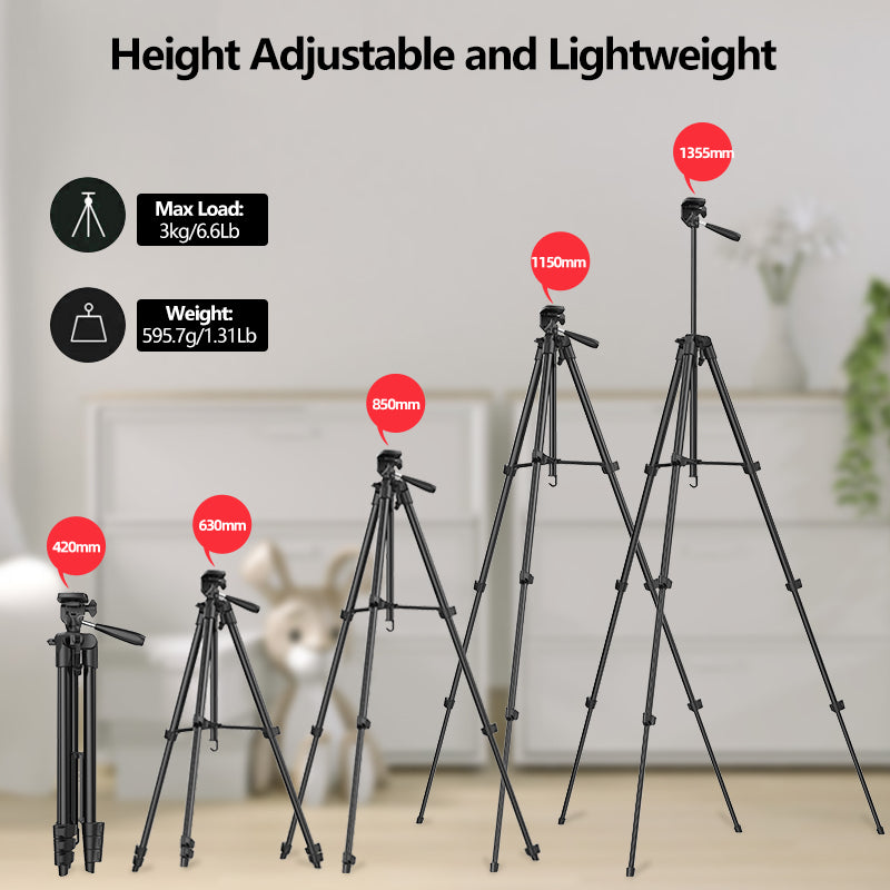 WONEW ZJ33 Adjustable Camera Stand Tripod Aluminum Alloy 4 Section Tripod Bracket Holder Phone Clip