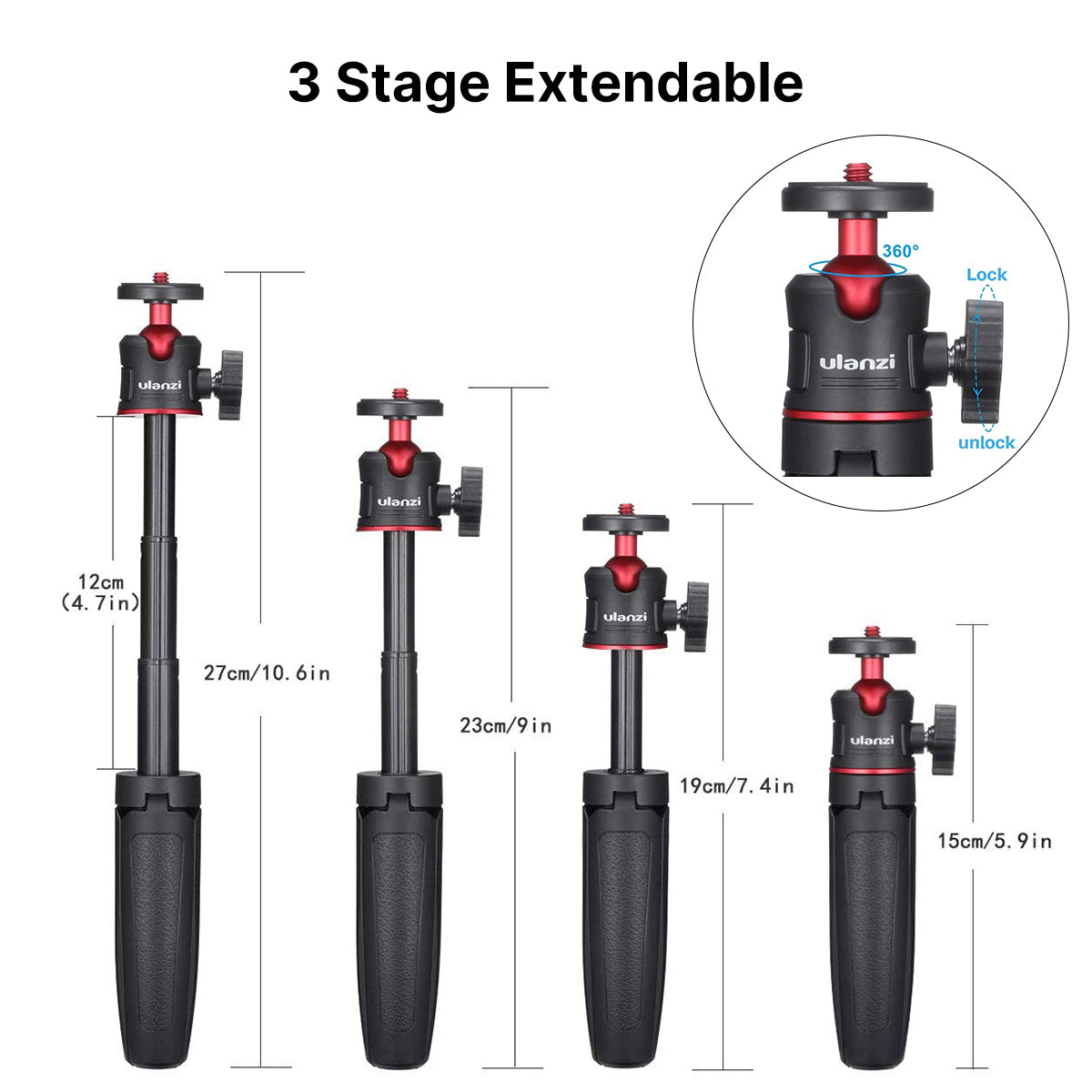 Uniqkart Combo 7 VL49 LED Video Light with ST-07 Phone Holder and MT-08 Mini Tripod