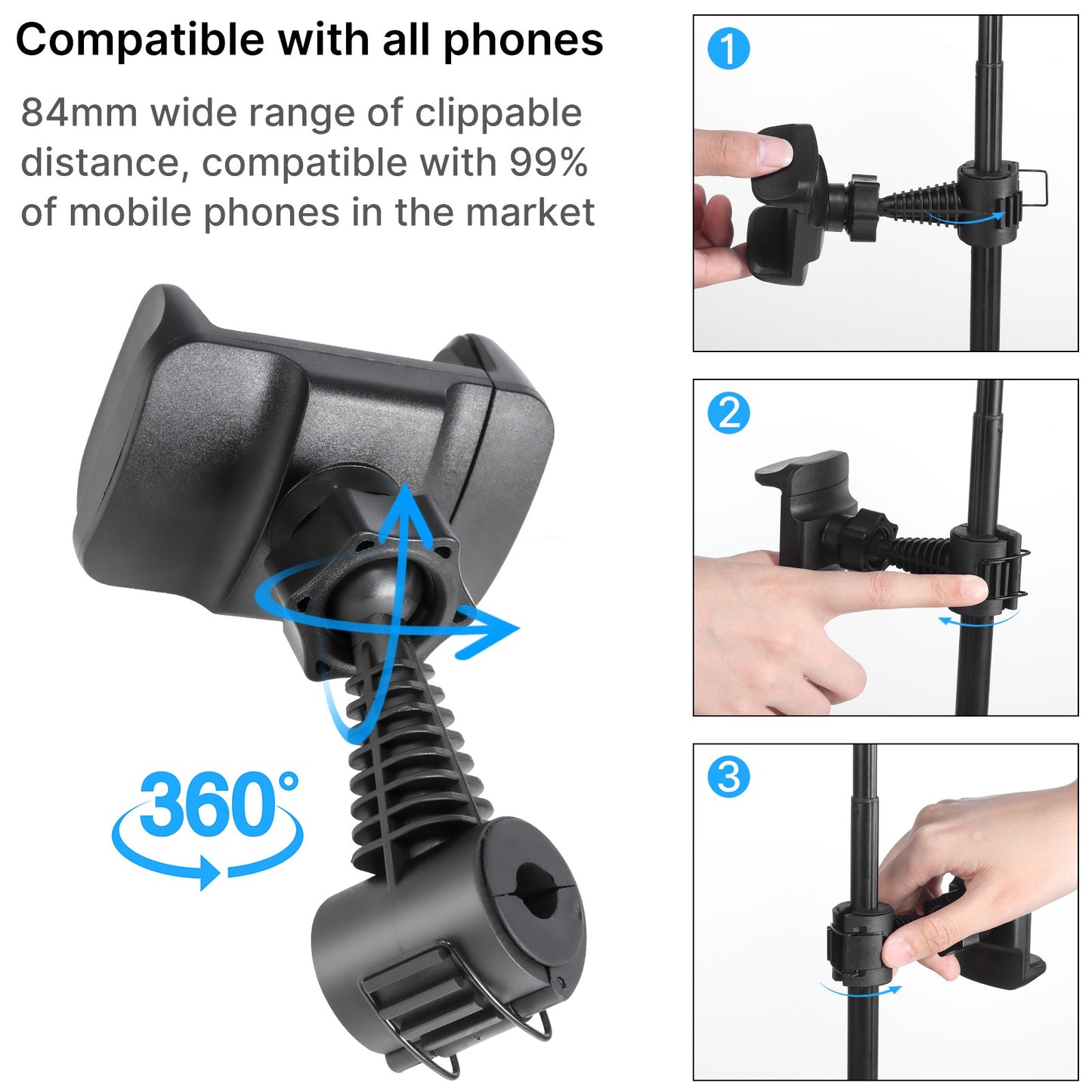 VIJIM Combo 4 Live Broadcast LED Ring Light with Phone Holder Tripod and Selfie Shutter