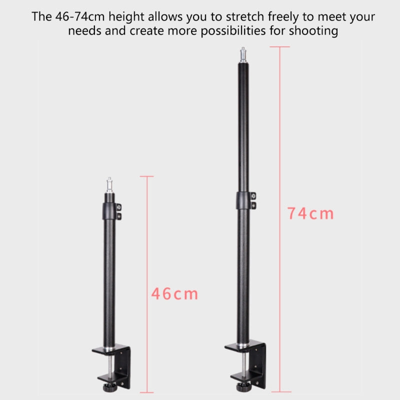 Multi-function Photography Bracket Mobile Phone Ring Fill Light Camera Holder 1/4" Screw Telescopic Bracket with C-clamp