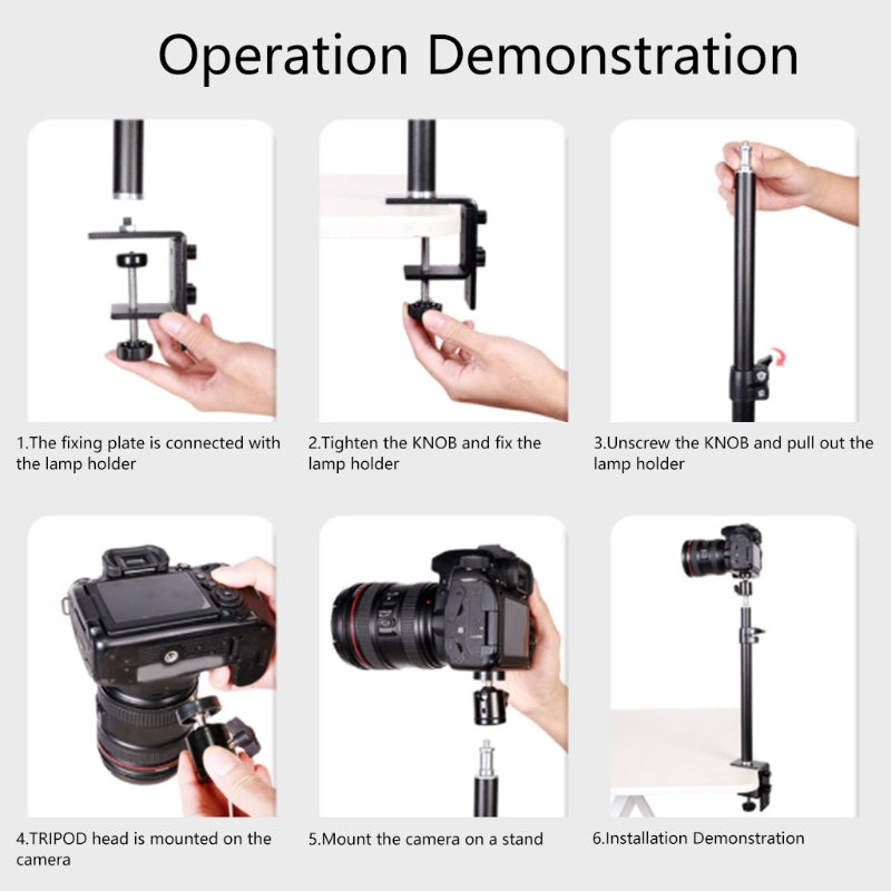 Multi-function Photography Bracket Mobile Phone Ring Fill Light Camera Holder 1/4" Screw Telescopic Bracket with C-clamp