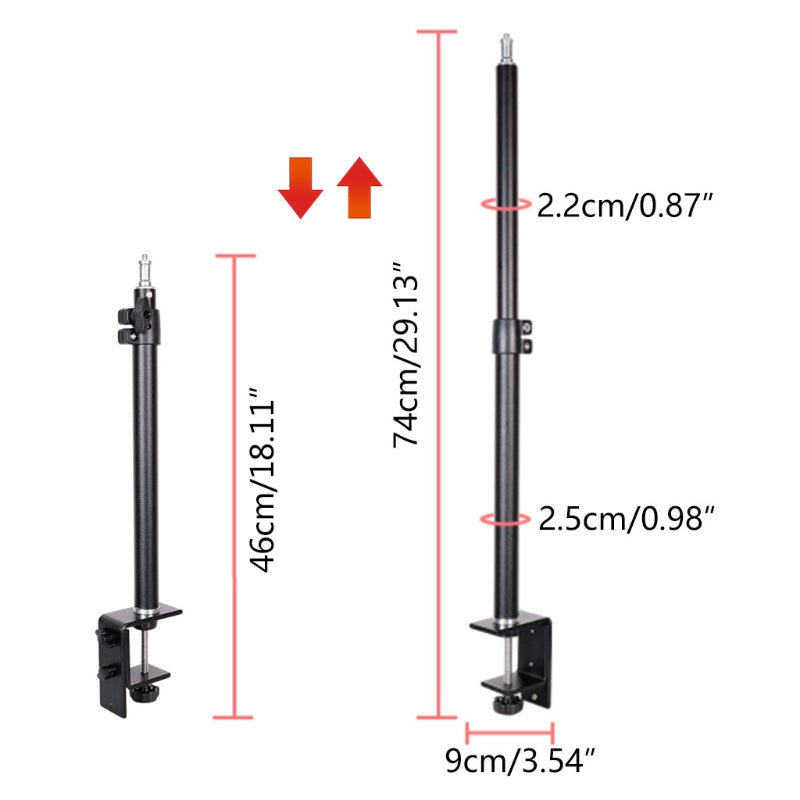 Multi-function Photography Bracket Mobile Phone Ring Fill Light Camera Holder 1/4" Screw Telescopic Bracket with C-clamp