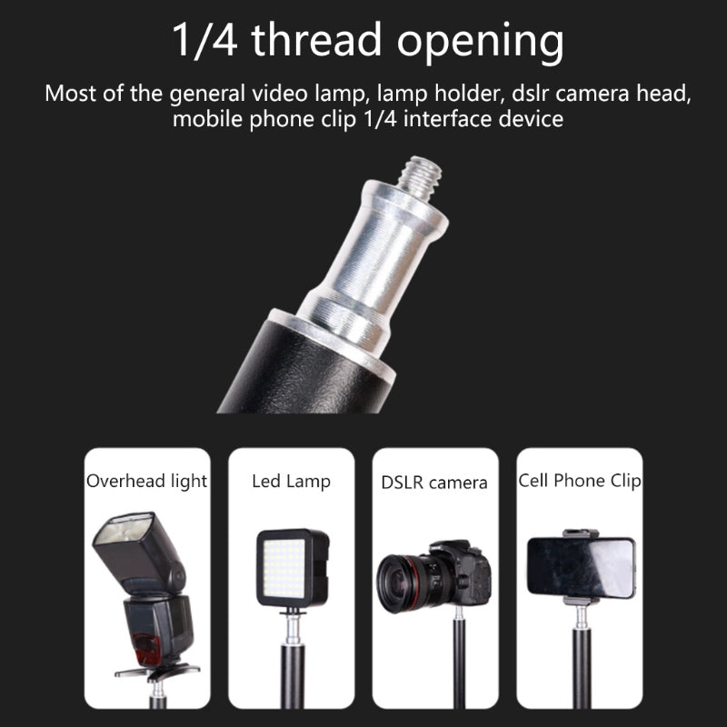 Multi-function Photography Bracket Mobile Phone Ring Fill Light Camera Holder 1/4" Screw Telescopic Bracket with C-clamp