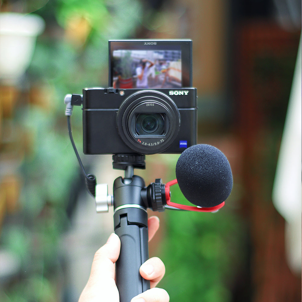 Uniqkart U-Vlog Lite Extendable Dual Cold Shoe Ball Head Tripod for Phone Mirrorless Camera Vlog