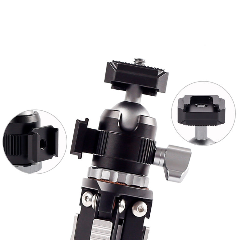 XILETU MC22+XTD20 Mini Tripod + 360 Degree Rotating Ball Head with Dual Hot Shoe Mount for DSLR Camera Microphone Fill Light