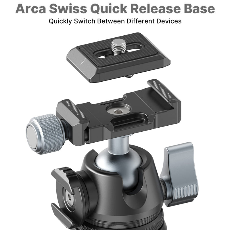 Uniqkart MT-47 Aluminum Alloy Quick Release Tripod Mount 360-degree Adjustable Cell Phone Stand Holder with 1/4 Screw Adapter