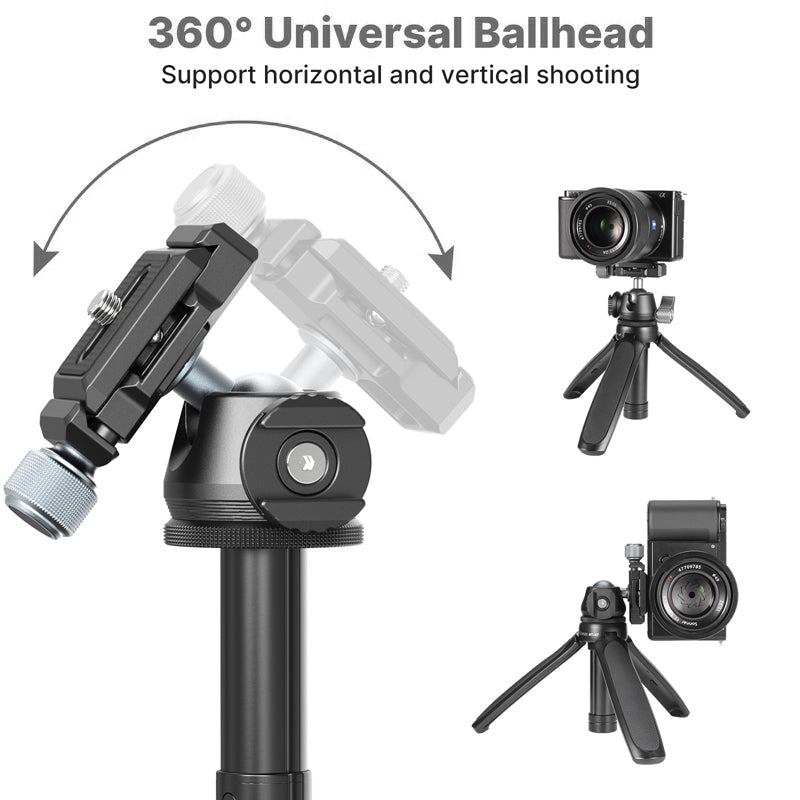 Uniqkart MT-47 Aluminum Alloy Quick Release Tripod Mount 360-degree Adjustable Cell Phone Stand Holder with 1/4 Screw Adapter