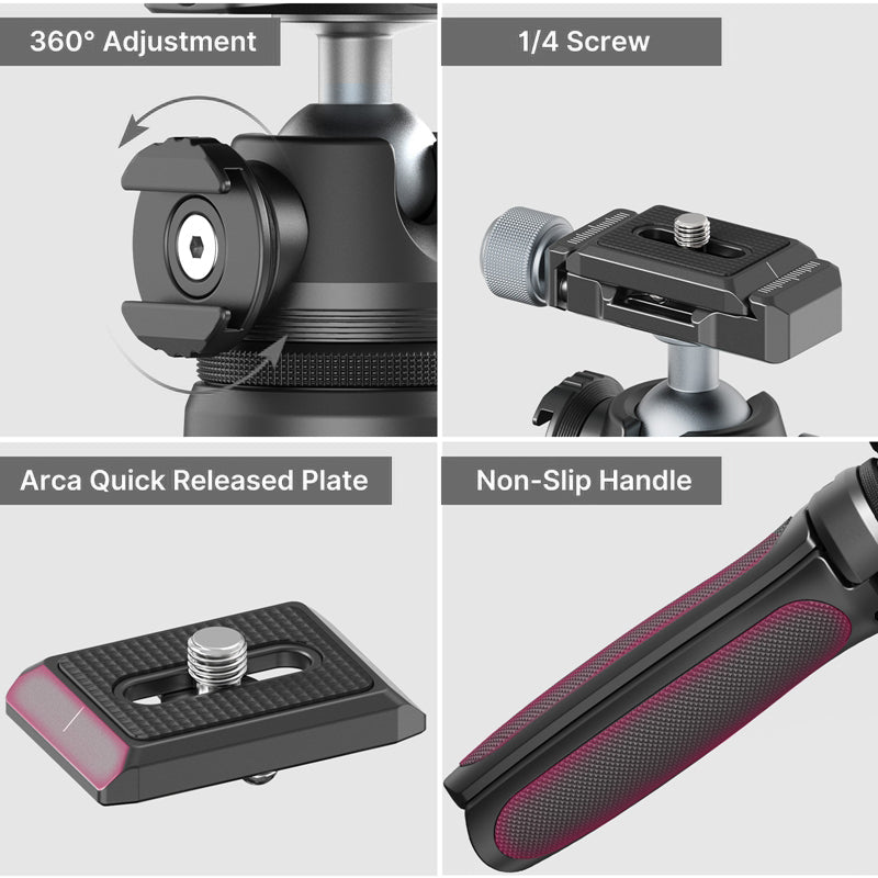 Uniqkart MT-47 Aluminum Alloy Quick Release Tripod Mount 360-degree Adjustable Cell Phone Stand Holder with 1/4 Screw Adapter