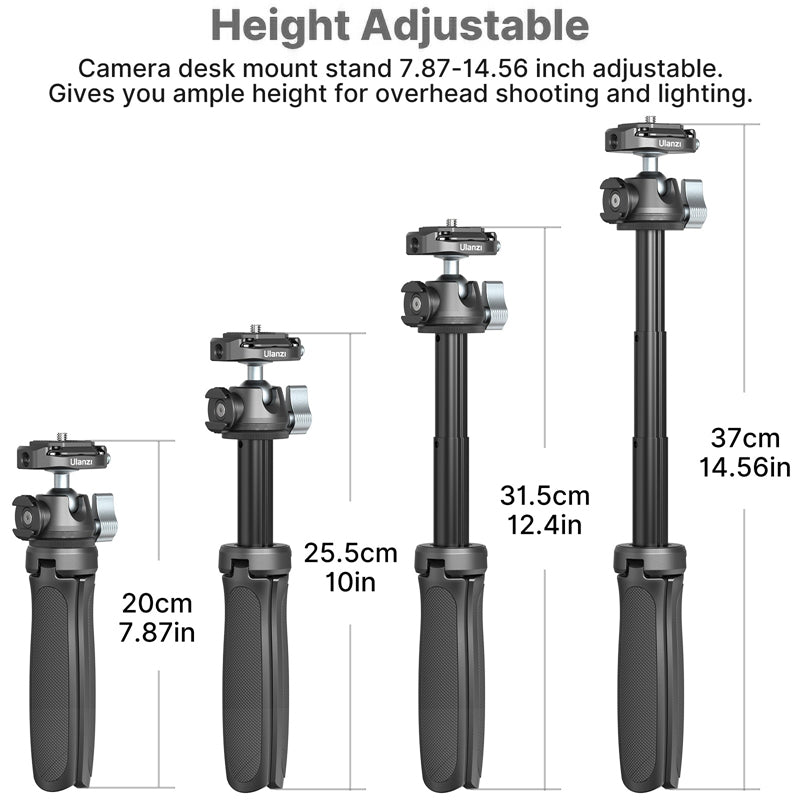 Uniqkart MT-46 Metal Quick Release Tripod Mount Adjustable Mobile Phone Camera Holder with 1/4 Screw Adapter