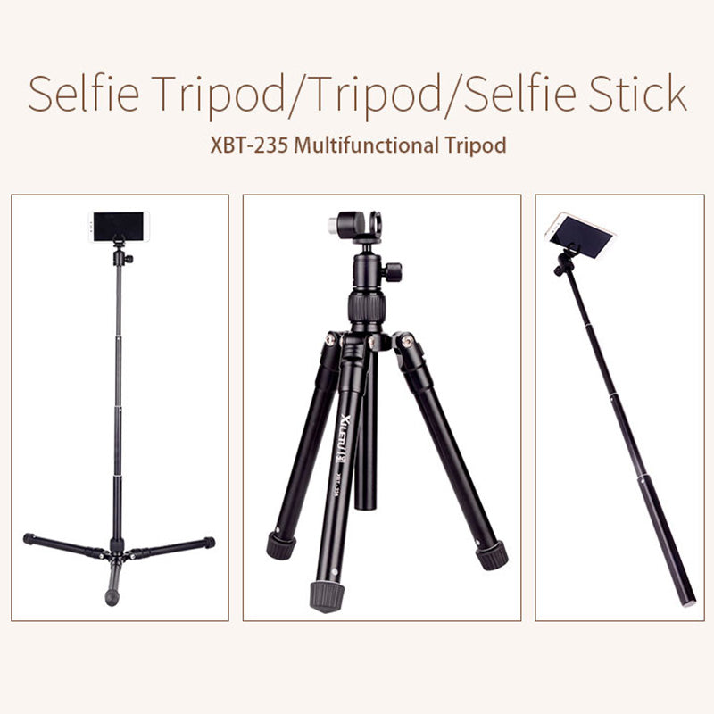 XILETU XBT-235 Extension Selfie Stick Tripod Stand with Phone Clip for Smartphone DSLR Mirrorless Camera
