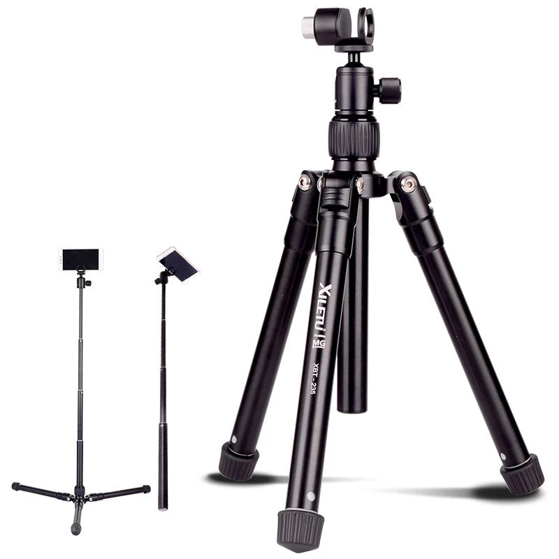 XILETU XBT-235 Extension Selfie Stick Tripod Stand with Phone Clip for Smartphone DSLR Mirrorless Camera