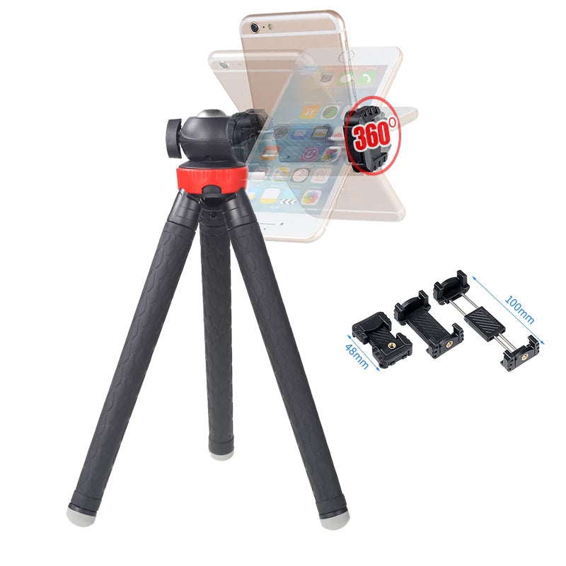 XILETU XS-110 Portable Camera Tripod Stand Travel Outdoor Live Selfie Stick Tripod with Phone Clip